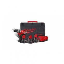 PERCEUSE À PERCUSSION MILWAUKEE SANS FIL 12 V 3 BATTERIES 4 AH - 4933459043